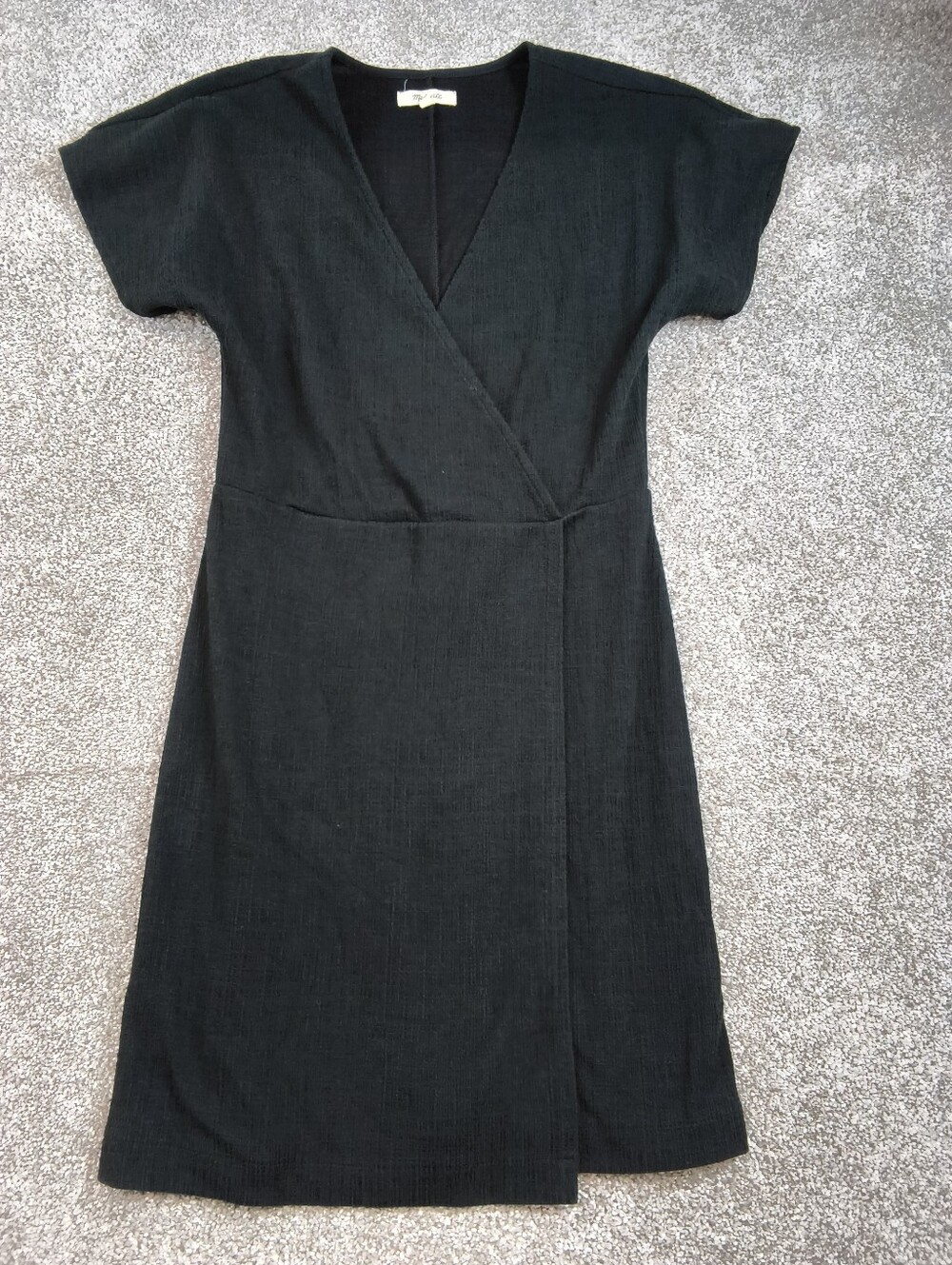 Madewell Guaze Black Faux Wrap Mini Dress V-Neck Size Small